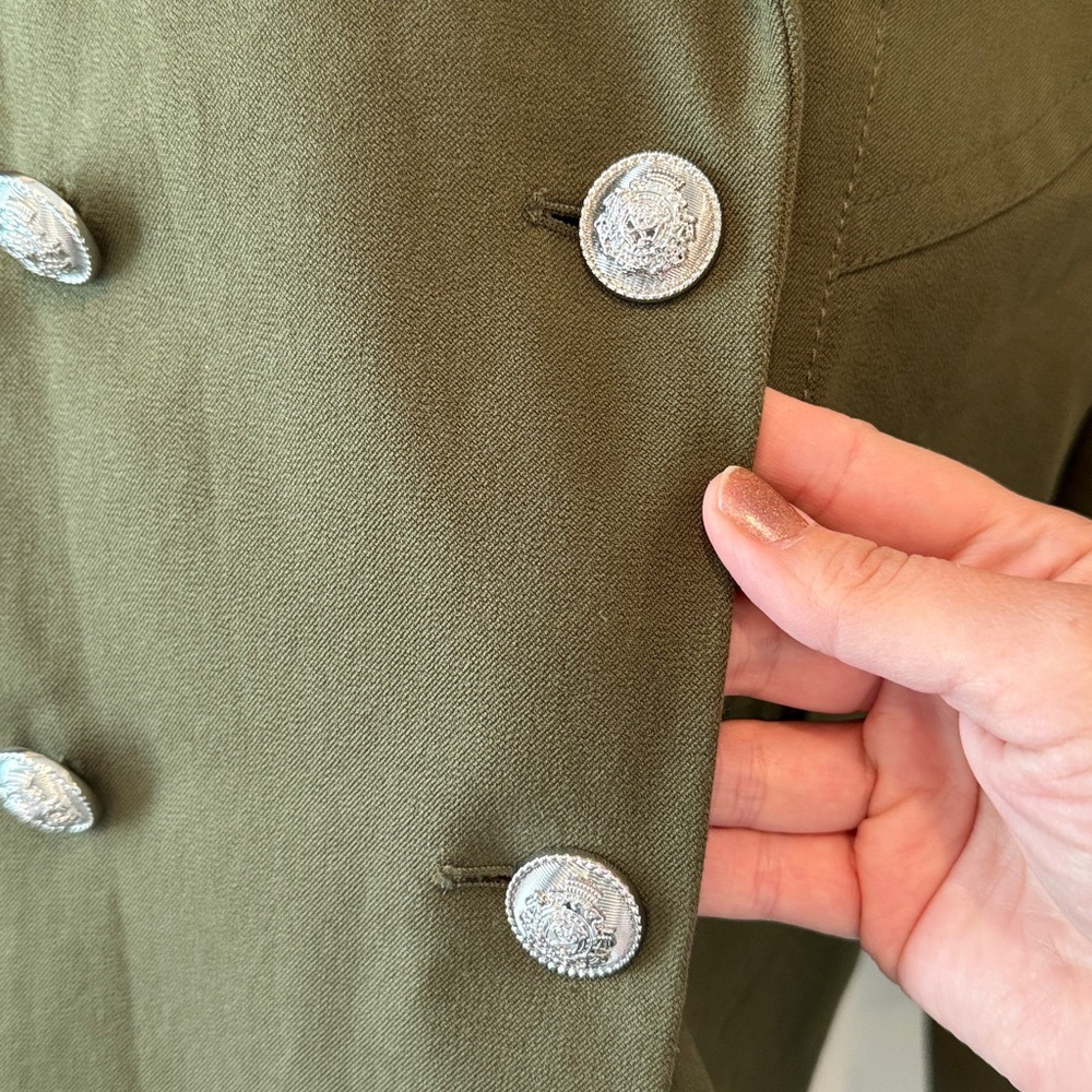 Derek Lam 10 Crosby Ady Double-Breasted Blazer Women’s Size 12 Army Green - Picture 6 of 12